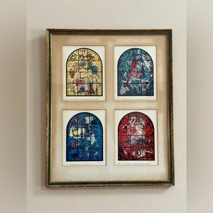 1961 Marc Chagall Jerusalem Window Prints Gilt Wood Frame, Artwork Wall Art